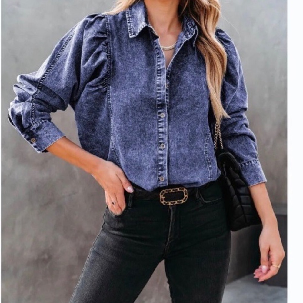 Women's Long-Sleeved Denim Shirt Spring and Autumn Loose Casual Temperament